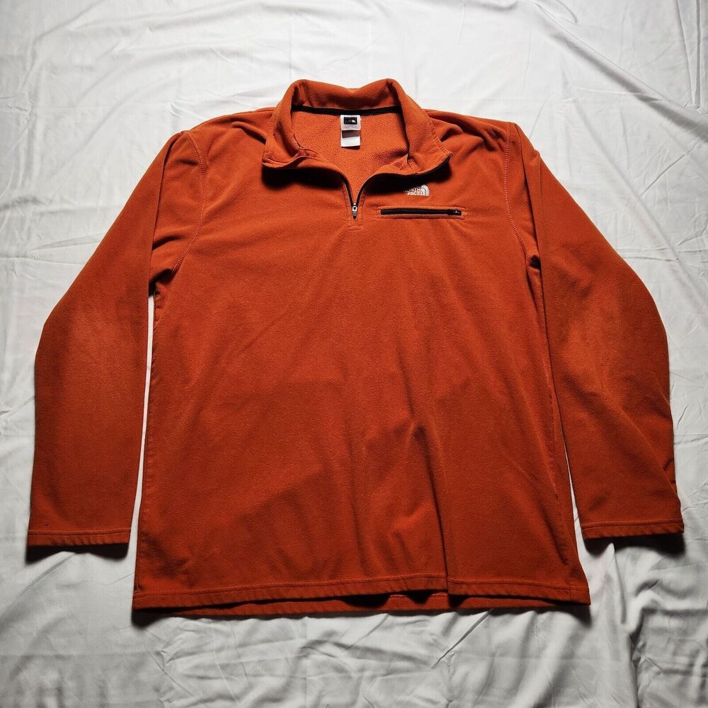 The North Face Menx XL Fleece Sweater Orange Breast Zipper Pocket